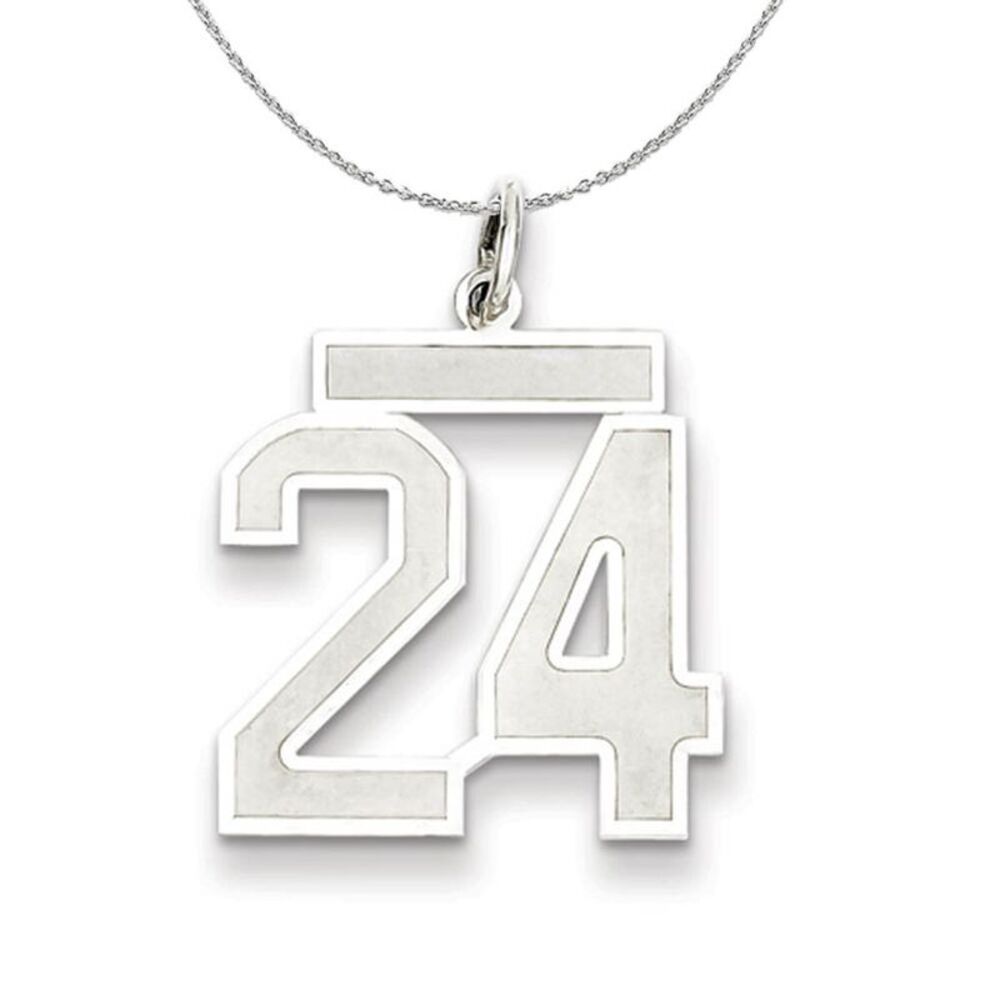 Sterling Silver, Jersey Collection, Medium Number 24 Necklace - 24 In